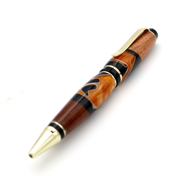 Hawaiian Koa and Black/Orange Resin Cigar Pen