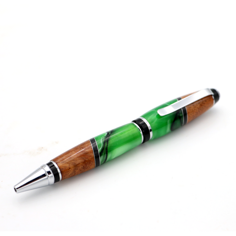 Hawaiian Koa and Green Resin Cigar Pen