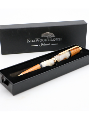 Koa Wood & Cream Butterscotch Resin Euro-Style Pen