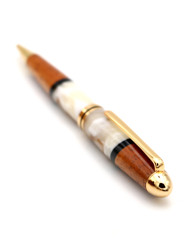 Koa Wood & Cream Butterscotch Resin Euro-Style Pen