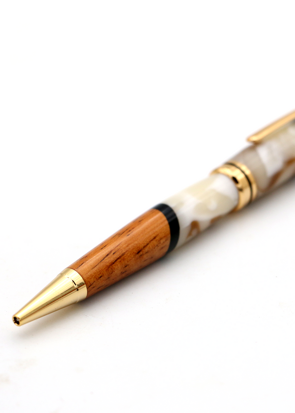 Koa Wood & Cream Butterscotch Resin Euro-Style Pen