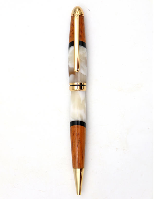 Koa Wood & Cream Butterscotch Resin Euro-Style Pen