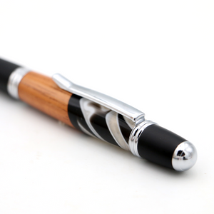 Hawaiian Koa and Black and White Resin Gatsby Pen