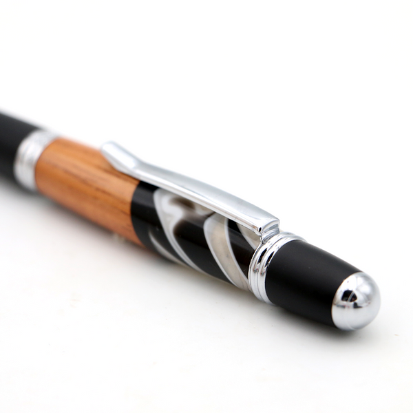 Hawaiian Koa and Black and White Resin Gatsby Pen