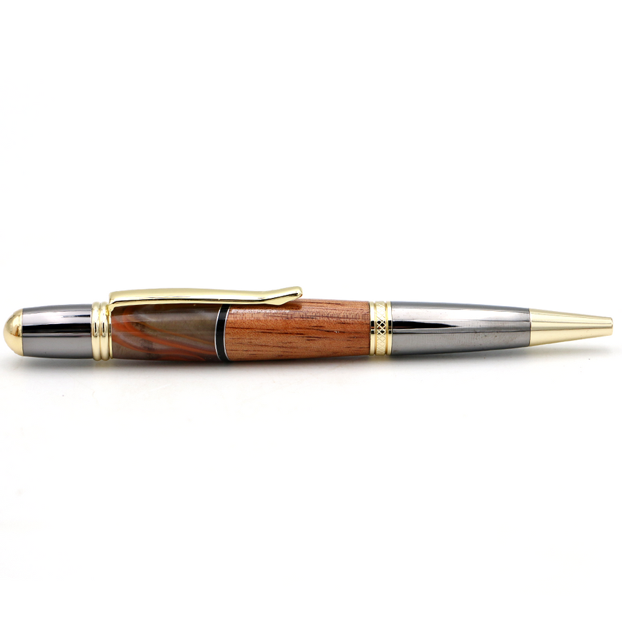 Hawaiian Koa and Rust Grey Swirl Resin Gatsby Pen