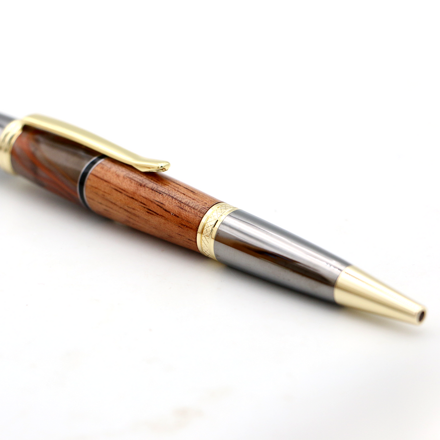 Hawaiian Koa and Rust Grey Swirl Resin Gatsby Pen