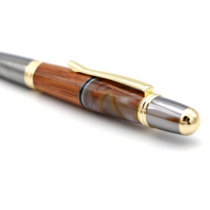 Hawaiian Koa and Rust Grey Swirl Resin Gatsby Pen