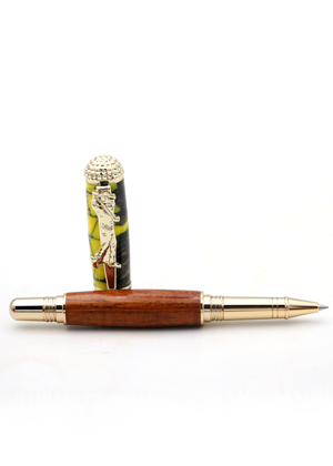 Hawaiian Koa Wood Golf Pen - 24kt Gold