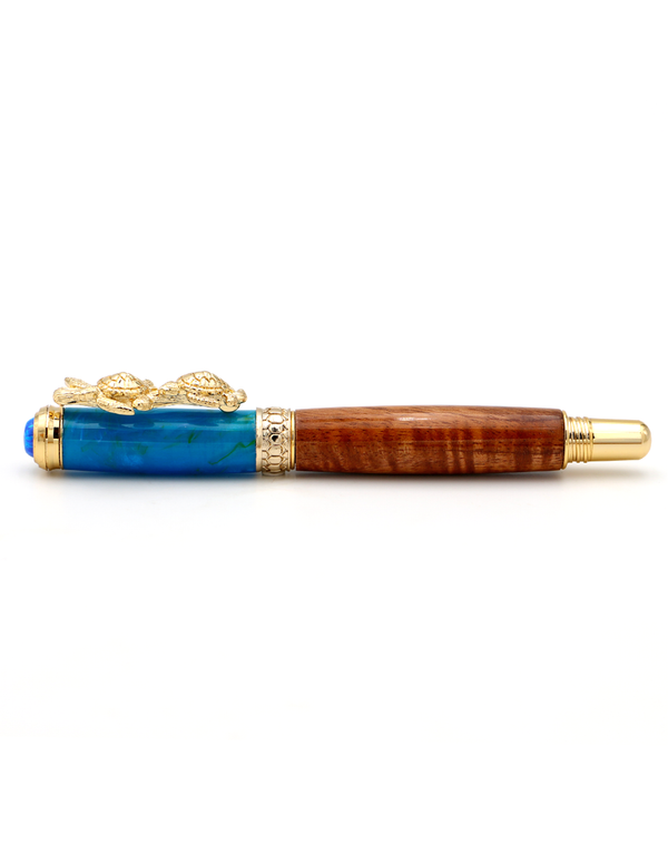 Hawaiian Koa Wood Honu Pen - 24kt Gold