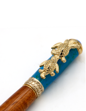 Hawaiian Koa Wood Honu Pen - 24kt Gold