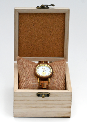 Ladies Koa Wood Watch - Blue Face