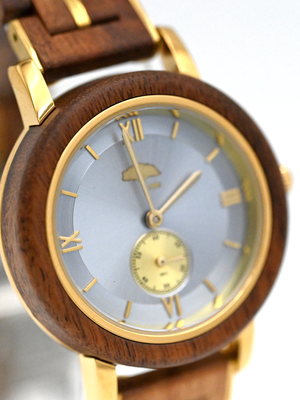 Ladies Koa Wood Watch - Blue Face
