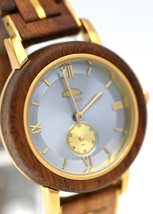 Ladies Koa Wood Watch - Blue Face