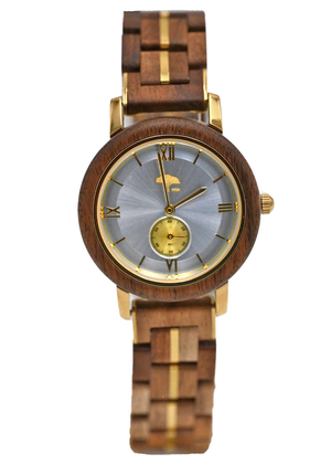 Ladies Koa Wood Watch - Blue Face