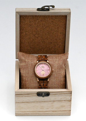 Ladies Koa Wood Watch - Pink Face