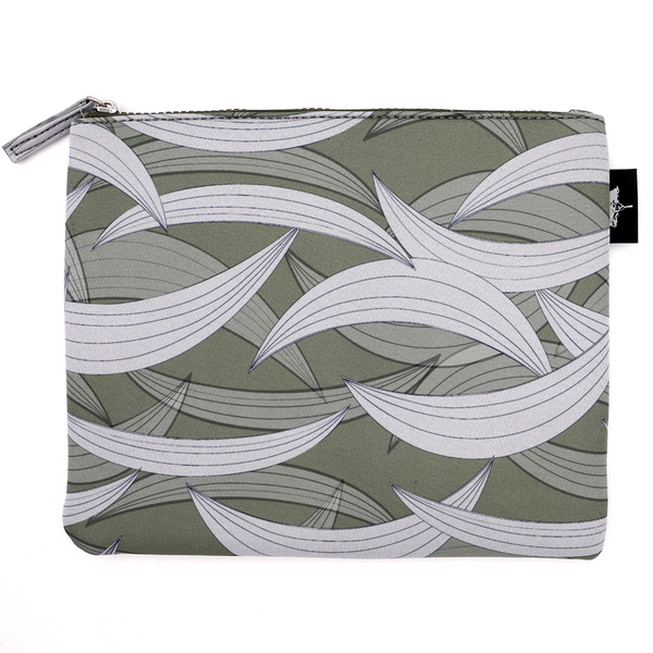 Green Koa Leaves Neoprene Pouch - Water Resistant