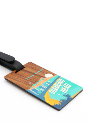 Koa Wood Luggage Tag - Diamond Head