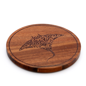 Koa Wood Coasters Manta Ray