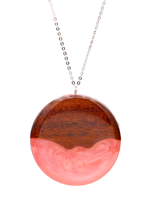Koa Wood and Resin Circle Pendant