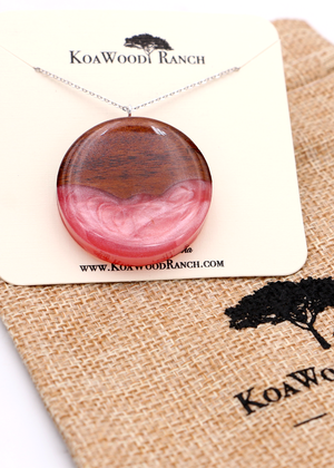 Koa Wood and Resin Circle Pendant