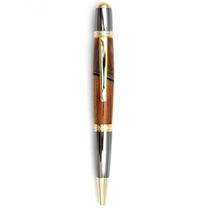 Hawaiian Koa and Rust Grey Swirl Resin Gatsby Pen