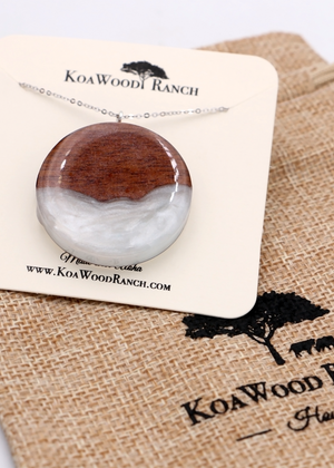 Koa Wood and Resin Circle Pendant