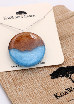 Koa Wood and Resin Circle Pendant