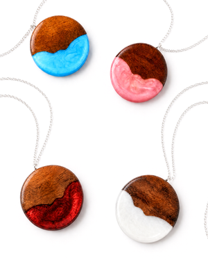 Koa Wood and Resin Circle Pendant