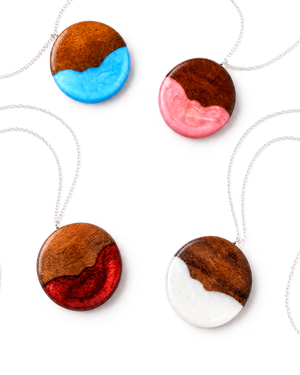 Koa Wood and Resin Circle Pendant