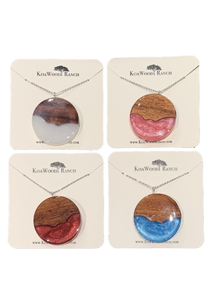 Koa Wood and Resin Circle Pendant
