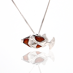 Fish Sterling Silver Koa Inlay Pendant