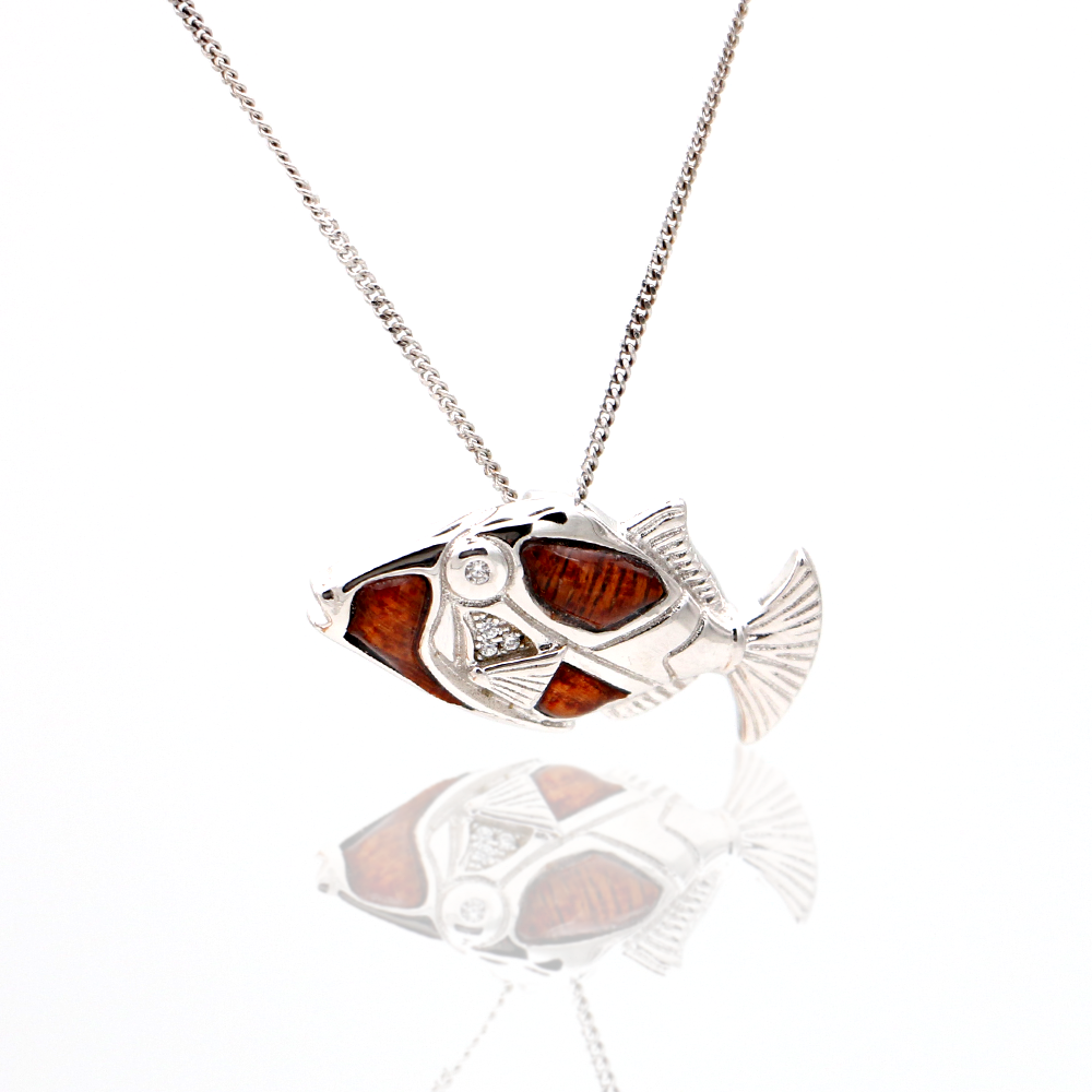 Honu Sterling Silver Koa Wood Inlay Pendant | KoaWood Ranch