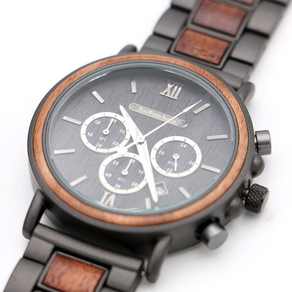 Lava - Hawaiian Koa Wood and Steel Watch