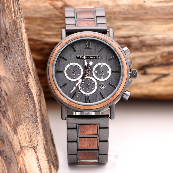 Lava - Hawaiian Koa Wood and Steel Watch