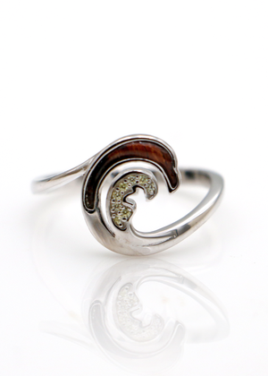 Silver Wave Ring with Koa and Gemstones