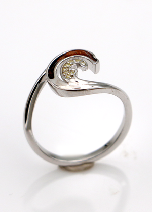 Silver Wave Ring with Koa and Gemstones