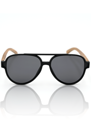 Aviator Koa Sunglasses - Black