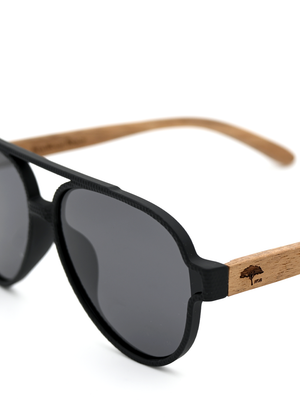Aviator Koa Sunglasses - Black