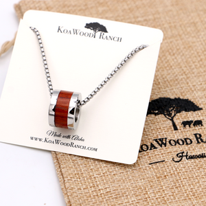 Koa Wood Inlay Barrel - Stainless Steel