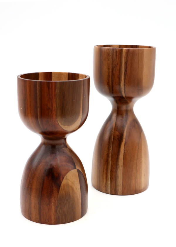 Koa Wood Pillar Candle Holder - Set of Two