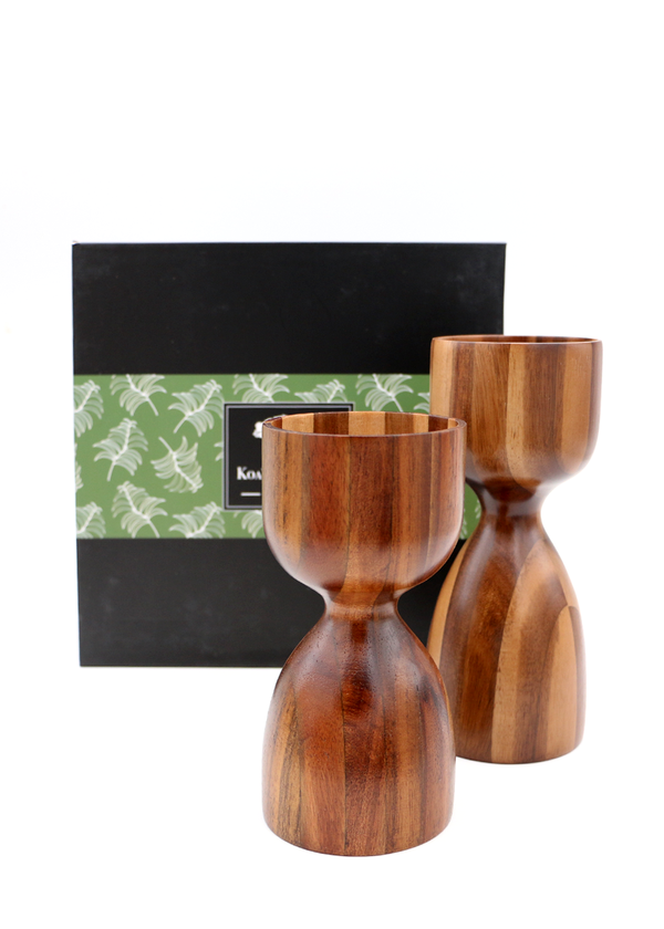 Koa Wood Pillar Candle Holder - Set of Two