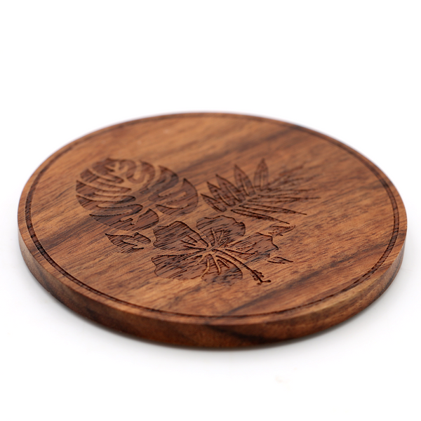 Koa Wood Coasters Flora