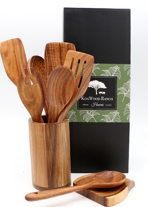 Koa Wood 9PC Essential Cooking Utensils