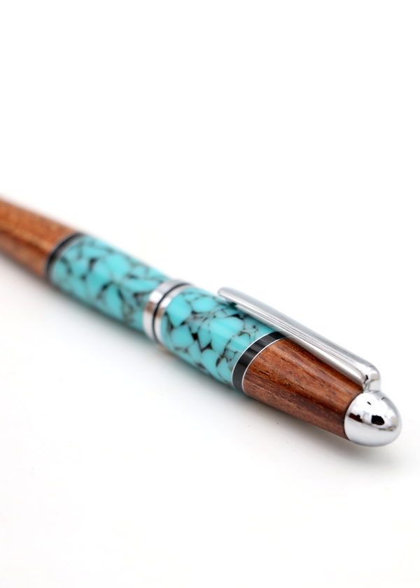 Koa Wood & Turquoise Resin Euro-Style Pen