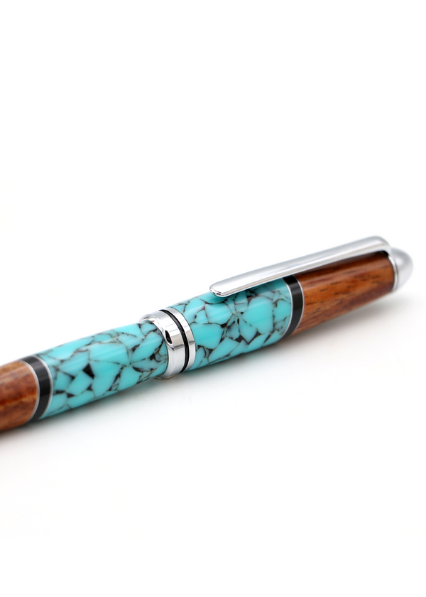 Koa Wood & Turquoise Resin Euro-Style Pen