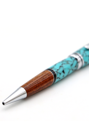Koa Wood & Turquoise Resin Euro-Style Pen
