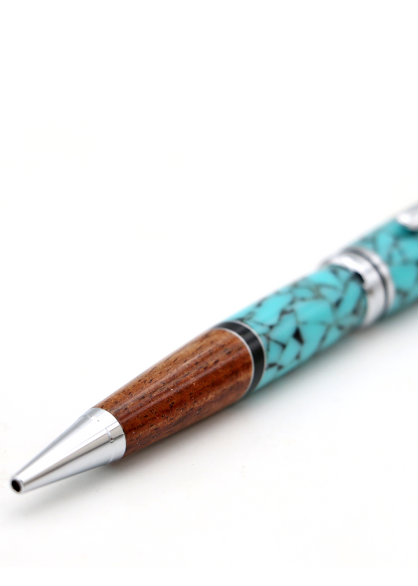 Koa Wood & Turquoise Resin Euro-Style Pen