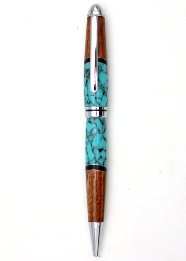 Koa Wood & Turquoise Resin Euro-Style Pen