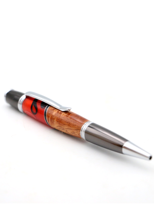 Hawaiian Koa and Red & Black Swirl Resin Gatsby Pen