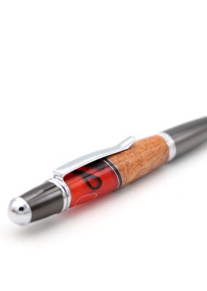 Hawaiian Koa and Red & Black Swirl Resin Gatsby Pen